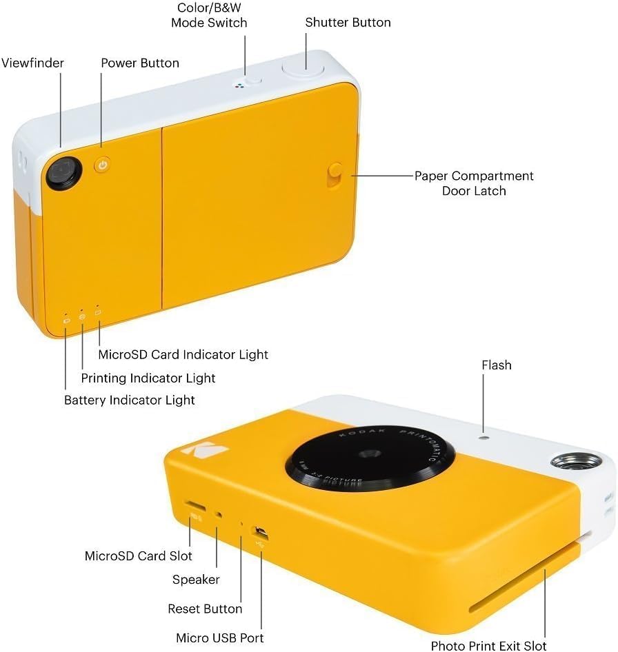 Kodak Printomatic Instant Camera Bundle (Yellow) Zink Paper (20 Sheets) - Case - Photo Album - Hanging Frames. - Image 3
