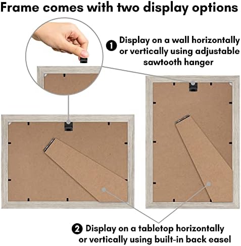 Americanflat 8x12 Picture Frame with Shatter-Resistant Glass - Signature Collection - Gallery-Style Frames Made of Engineered Wood - Photo Frame for Tabletop and Wall Display - Driftwood - Image 5