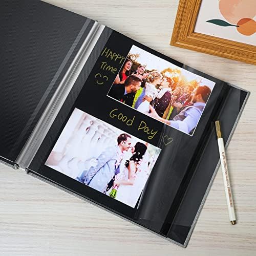 Spbapr Large Photo Album Self Adhesive Linen Cover Magnetic Scrapbook Album DIY Scrap Book 60 Black Sticky Pages for 3x5 4x6 5x7 8x10 Pictures with A Metal Pen - Image 4