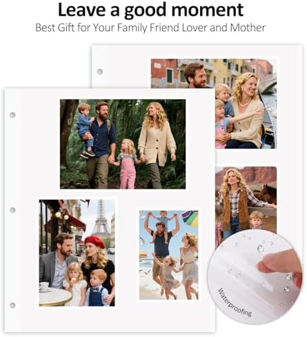 Zesthouse Photo Album Refill Pages for 3 Ring (10 Pack), 18 in Photo Albums Self Adhesive Pages Holds 12x12 8x10 5x7 4x6 2x3 Photos or Recipe Cards - Image 4
