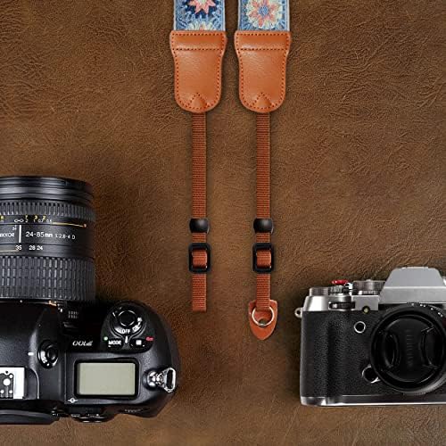 Padwa Lifestyle Hollow Crochet Pink Daisy Camera Strap - Double Layer Cowhide Ends,2" Cotton Vintage Camera Straps, Adjustable Neck & Shoulder Strap for All DSLR Cameras,Great Gift for Photographers - Image 6