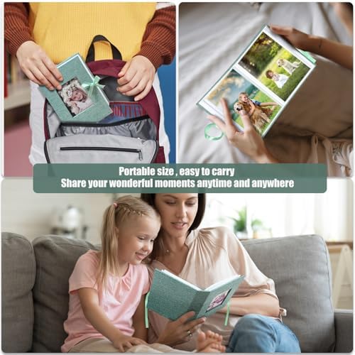 Photo Album 4x6 100 Pockets, Slip-in Picture Albums, Linen Cover Top Loader Vertical Pockets Albums for Baby, Kids Boy Girls, Wedding, Family, Anniversary, Green - Image 7