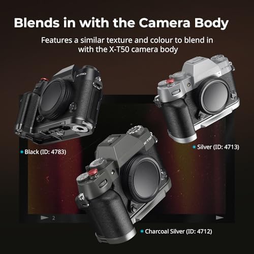 SMALLRIG X-T50 Handgrip, Silicone L-Shape Handle for FUJIFILM X-T50 Camera, Built-in Quick Release Plate for Arca, with Shutter Button and Hot Shoe Cover, Charcoal Silver - 4712 - Image 5