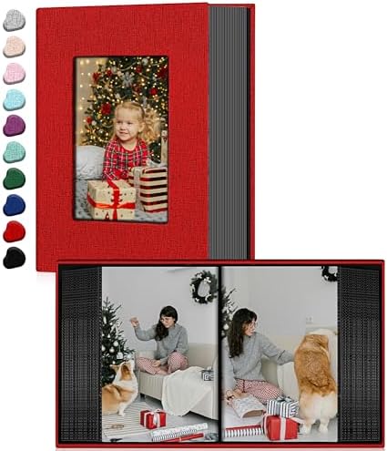 Ejblfe Photo Album 4x6,Linen Cover Slide-in Photo Album Book Can Holds 100 4x6 Photos with 50 Black Sheets for Family,Wedding,Baby and Holiday Pictures (Red) by EJBLFEPremiumPhotoAlbums