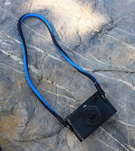 Paracord Woven Camera Neck Shoulder Strap Belt Hand Compatible with Canon Nikon Sony Olympus Pentax Fujifilm Panasonic SLR DSLR Digital Mirrorless Cameras 36inch Blue Black - Image 2