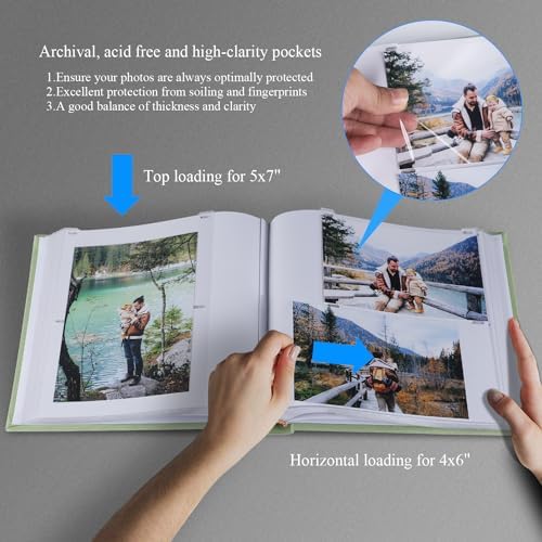 1DOT2 Photo Album with Writing Space, 100 Pages, Linen Cover, Sage Green - Image 2