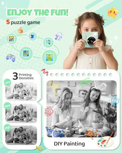 TIATUA Kids Instant Print Camera, 1080P HD Video Digital Toy, Green - Image 5
