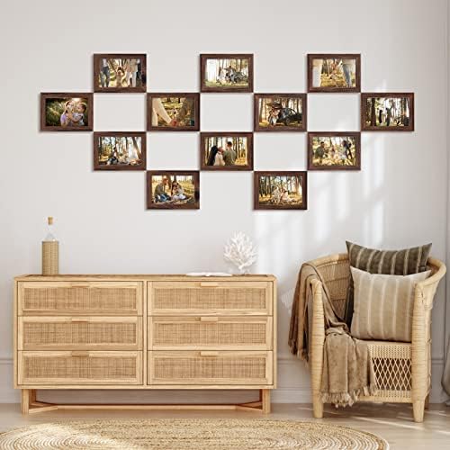 Giftgarden 4x6 Picture Frame Brown Set of 12, Multi Rustic Walnut Wood-Color 4 by 6 Photo Frames Bulk for Wall or Tabletop Display - Image 2