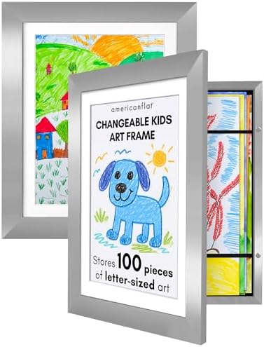 Americanflat 8.5x11 Changeable Kids Art Frame 2-Pack - Silver by Americanflat