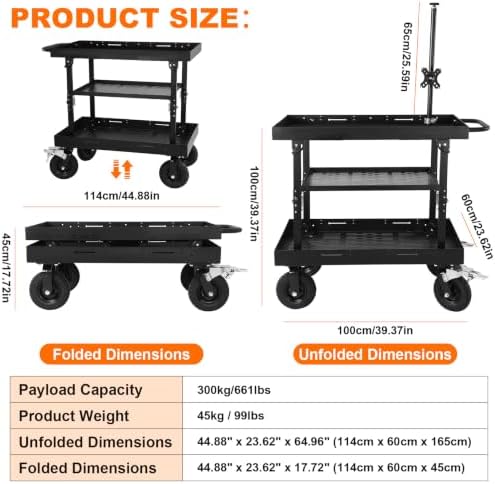 Generic Video Production Camera Cart Workstations with Swivel Wheels - Image 6