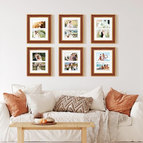 Suede 8x10 Picture Frame Display 2 Opening 4x6 Double Picture Frames Collage Wall Decor with Mat,Multi Photo Frame for Plexiglass,Wall or Tabletop Decor,1Pack,Brown - Image 7