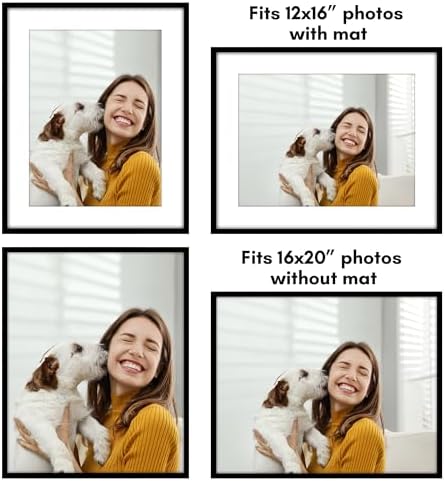Americanflat 16x20 Poster Frame - Matted to 12x16 - Slim Molding - Black - Image 4