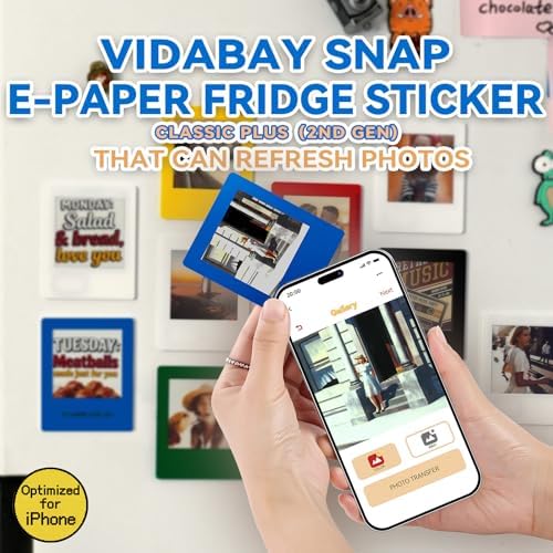 E-Paper Fridge Magnet Classic Plus, E-Ink Battery-Free Instant Photo Style Display, Wireless NFC Picture Frame, Phone-Controlled Acrylic Memo Board for Party/Travel/Home & Gifts, Compatible iPhone 13 and Newer (Blue) - Image 2