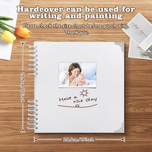 10x10 Inch White DIY Scrapbook Album,Hardcover Memory Book,80 Pages (40 Sheets) Kraft Photo Album for 4x6 / 5x7 Pictures, Perfect for Wedding, Family, Anniversary, Christmas & Travel Memories - Image 2