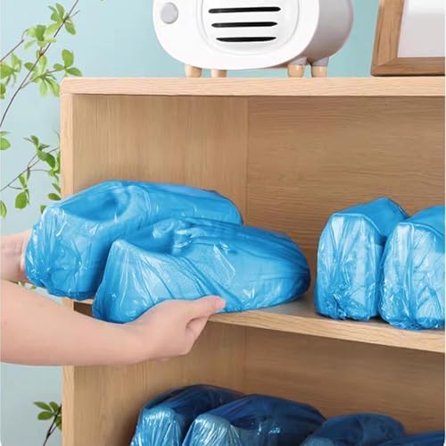 100PCS (50Pairs) Disposable Shoe Covers Waterproof Non-Slip Durable Boot Covers for Indoors Cleaning Real Estate Travel Construction Workplaces Plastic Disposable Shoe Covers for Men and Women (Blue) - Image 7