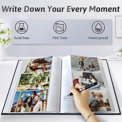 Popotop Photo Album 4x6 300 Photos with Writing Space, Leather Cover Album with Display Picture Window, Photo Book for Wedding Family Baby Gift - Image 3