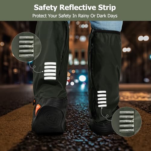 IwIeIaIrI PVC Waterproof Rain Boot Covers with Safety Reflector, Green, M - Image 5