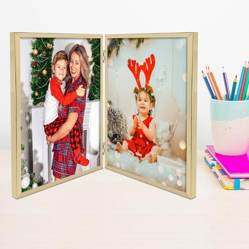 Golden State Art 8x10 Hinged Metal Picture Frame, Light Gold, Tabletop - Image 6