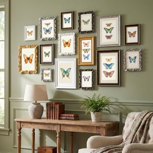 Silver 4X6 Vintage Picture Frames Golden Palm Butterfly Elegant Retro European Design,Antique Picture Frame for Tabletop Stand or Wall Hanging - Image 6