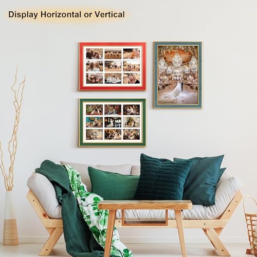Suede 13.5x19.5 Picture Frame Display 9 Opening 4x6 Picture Frames Collage Wall Decor with Mat,Multi Photo Frame for Plexiglass,Wall Decor,1Pack,Red - Image 7