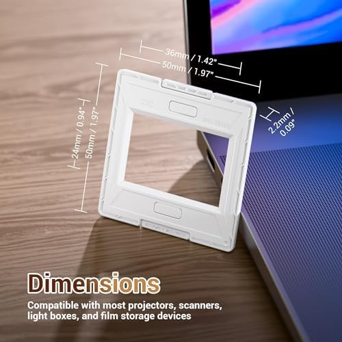 JJC 25 Pairs 35mm Slide Film Mounts to Holder 25 Sheets of Film, with Snap-in Design & Precisely Position, Premium Scanning Accessories Worked Well with Most Projectors Scanners Slide Trays Binder - Image 5