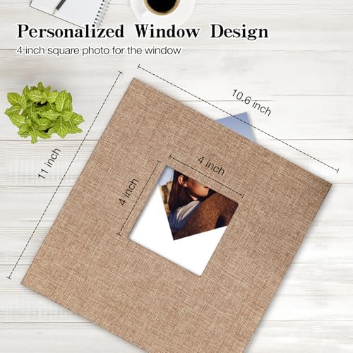 potricher Self Adhesive Photo Album 80 Pages, Linen cover,Khaki - Image 2