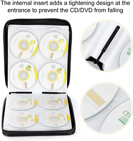 DVD Storage CD Case Holder: 160 Capacity CD Sleeves Black Disc Cases Binder for Car - CD Hard Organizer Box - Large DVD Wallet for Movie/Music/Game & Portable CD Book - Image 4