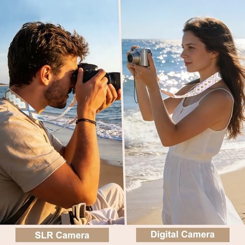 Universal Camera Strap - Camera Neck Strap, Adjustable Shoulder Straps Compatible with Canon, Fujifilm, Nikon, Olympus, Panasonic and other SLR and mirrorless cameras - Blue and Khaki Weave - Image 2
