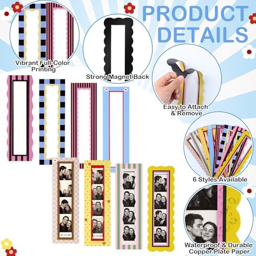 Tellegloww 8 Pcs Magnetic Photo Booth Strip Frame, Cute, 1.5 x 8 in - Image 3