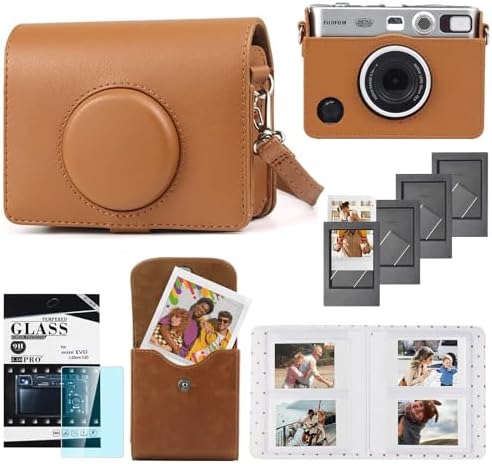 CAIYOULE Camera Case for Fujifilm Instax Mini EVO Instant Camera, Brown by CAIYOULE