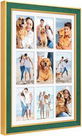 Suede 13.5x19.5 Picture Frame Display 9 Opening 4x6 Picture Frames Collage Wall Decor with Mat,Multi Photo Frame for Plexiglass,Wall Decor,1Pack,Green by AnoziebyProductsunder