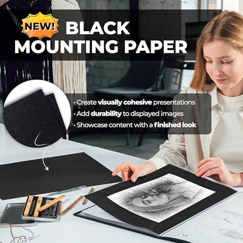 Dunwell 11x17 Art Portfolio Binder, 24-Sleeve, Black Mounting Paper, Silver - Image 6