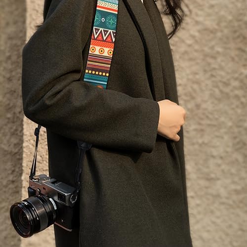 Padwa Lifestyle Bohemian Camera Strap - 2" Wide Genuine Leather Ends Camera Straps for Photographers, Vintage Boho Print Nylon Weave Strap with Camera Quick Release fits All Cameras - Image 3