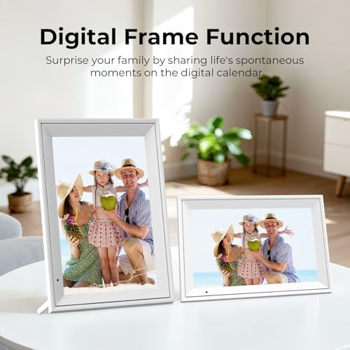 Digital Picture Frame, 10.1 Inch Digital Calendar with 1280 * 800 HD IPS Touch Screen, Smart Photo Frame Built-in 32GB Memory, Auto-Rotate Easy Setup to Share Photos or Videos via AiMOR APP (White) - Image 2