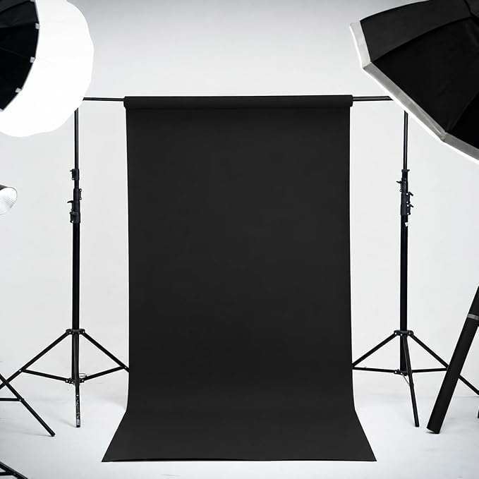 Kate Seamless Paper Backdrop Black Seamless Backdrop Paper Rolls (86''x32.8' Jet) - Image 2