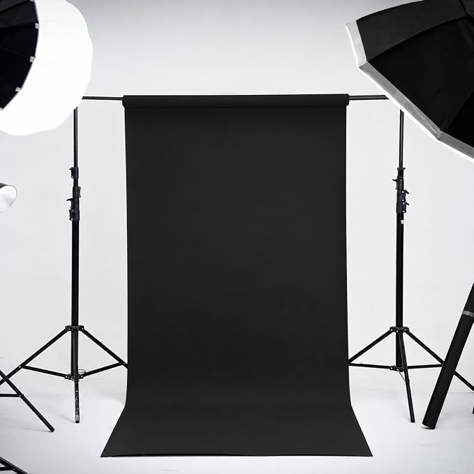 Kate Seamless Paper Backdrop Black Seamless Backdrop Paper Rolls (53''x16.4' Jet) - Image 2