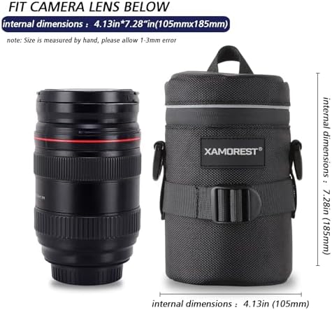 Camera Lens Case Lens Bag Compatible (4.13" x 7.28"(Nylon, Black)) - Image 2