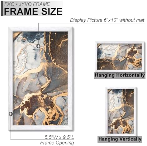 6x10 Picture Frame Set of 2 White Engineered Wood Tabletop/Wall Hanging - Image 4