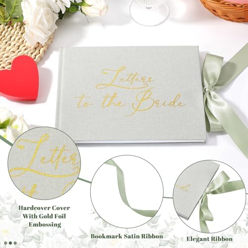 Wedding Guest Book Letters to Bride 8.5x7 Inch,Sage Green,Simple - Image 4