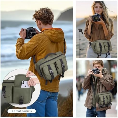 TAAOKA Camera Sling Bag,DSLR Camera Bag with Tripod Holder,Waterproof Camera Shoulder Crossbody Bag for Photographers(Green) - Image 6