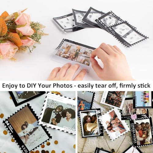 12pcs Fuji WIDE 400 Instant Camera Film Border Stickers, Decorative Photo Sticker Compatible for Fujifilm Instax Wide EVO/300/210 Instant Camera Film - Retro Series - Image 3