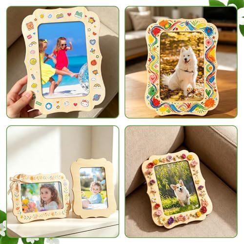 VOKOY 40 Pack Wooden Picture Frames for Crafts, 4" x 6" Photos DIY Wood Frames for Crafting,Unfinished Standing Photo Frames DIY Craft Wood Decorate for Birthday Party Gifts,Vintage Shape - Image 7