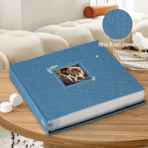 Lanpn 2 Packs Scrapbook Photo Album 12x12, Linen Window Design Cover Top Load 3 Ring Folder Binder Photo Book Photobook 12 x 12 inch with 30 Plastic Sleeves 60 Pages (Blue) - Image 3
