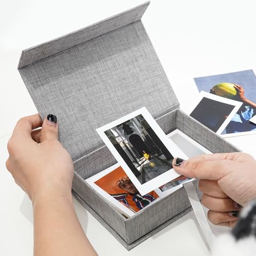 Vienrose Small Photo Storage Box, 4"x6", Linen Postcard Keeper, Gray - Image 5