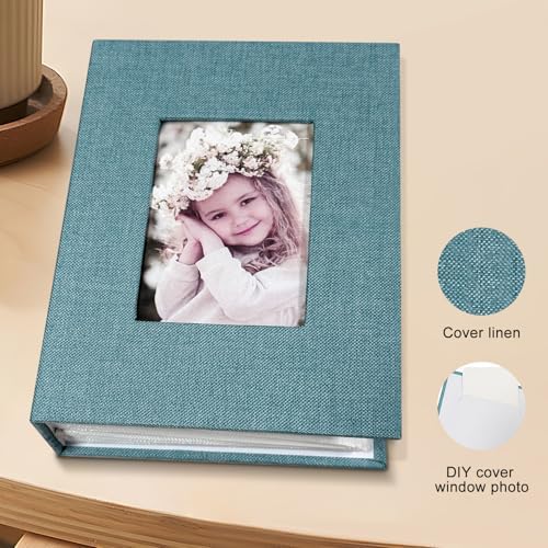 Photo Album 4x6 100 Pockets, Linen Cover Top Loader Vertical, Slip-in Picture Sky Blue Pockets Albums for Wedding, Family, Anniversary, Baby, Vacation - Image 3