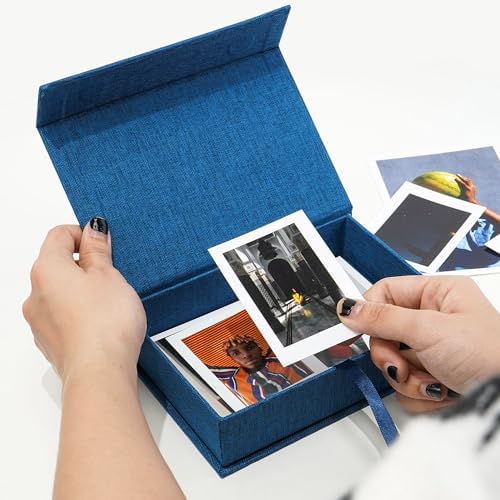 Vienrose Small Photo Storage Box, 4"x6", Linen Postcard Keeper, Dark Blue - Image 5