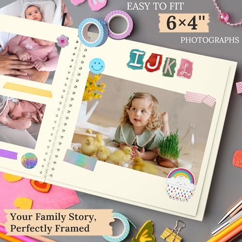 Scrapbook Photo Album 7"x7" 20 Sheets 47 Pages Hardcover Kraft Paper Cream - Image 3
