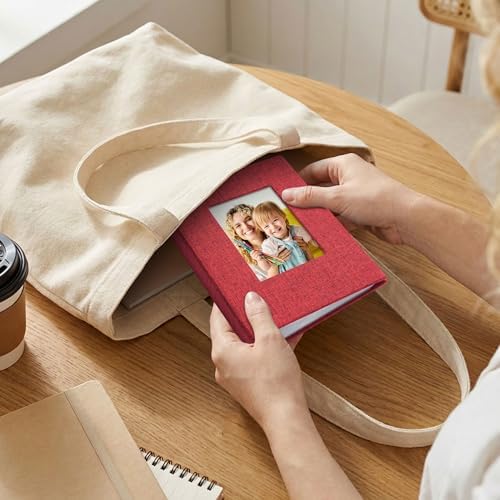 Vienrose Small Photo Album 4x6 Photos, 2 Pack Linen Cover Mini Photo Book, 26-Page Holds 52 Pictures, Baby Memory Book & Gift, Lightweight Brag Book for Photos, Artwork & Postcards Storage, Red - Image 6