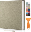Large Photo Album Self Adhesive Scrapbook Album for 4×6 8×10 Pictures DIY Magnetic Linen Cover Album 60 Pages for Family Wedding Gifts with Metal Pen and Plastic Board by HenPisen
