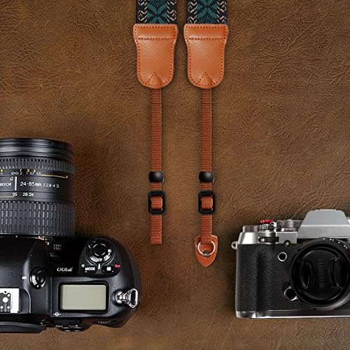 Padwa Lifestyle Mystic Green Embroidered Camera Strap - Double Layer Cowhide Ends,2" Cotton Vintage Camera Straps, Adjustable Neck & Shoulder Strap for All DSLR Cameras,Great Gift for Photographers - Image 6